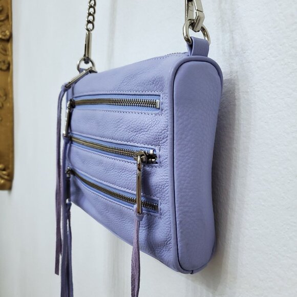Rebecca Minkoff Lavender Lilac 5-Zip Leather Chain Crossbody Bag - Picture 6 of 16